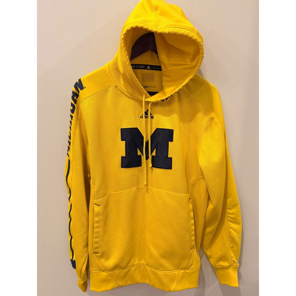 Adidas Michigan Wolverines ClimaWarm Hoodie Mens M Maize Yellow NCAA Football